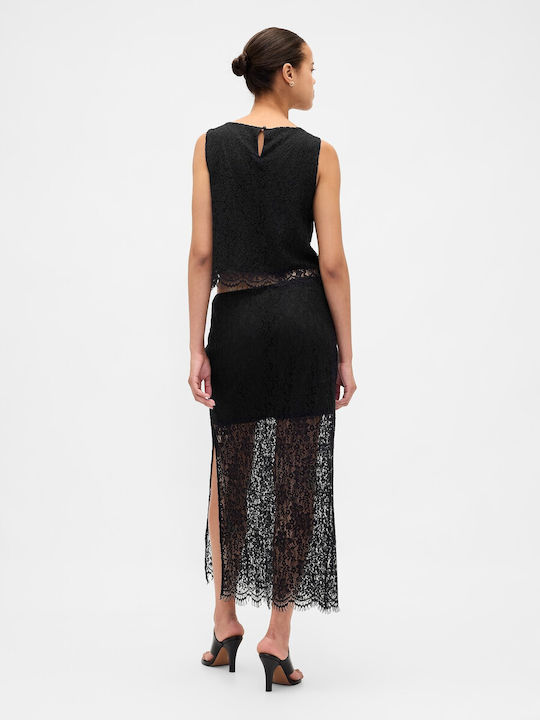 Σατέν Ψηλόμεση Maxi Φούστα True Black