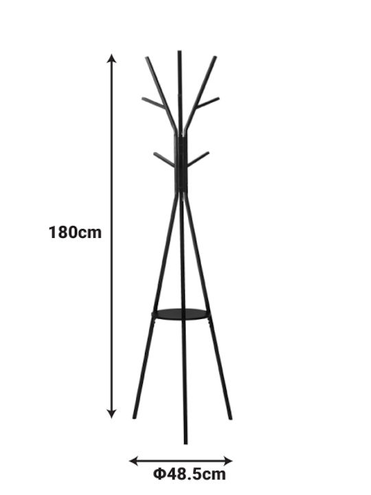 Pakketo Denner Καλόγερος Μεταλλικός Μαύρος 48.5x48.5x180cm