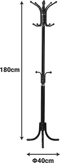 Pakketo Metallic Coat Rack Black Mendora 40x40x180cm