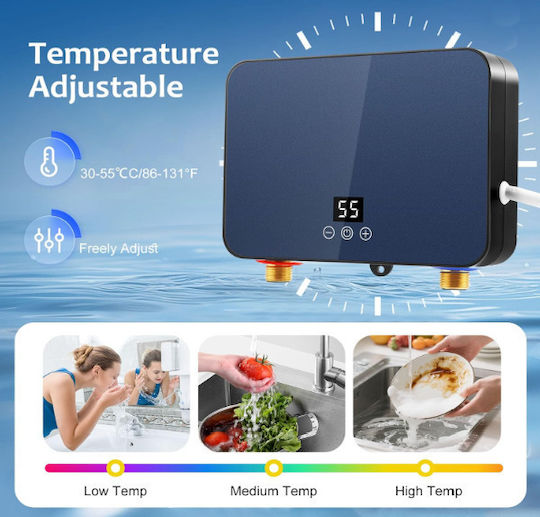 Wall Mounted Electric Single-Phase Instant Water Heater for Bathroom / Kitchen 6kW