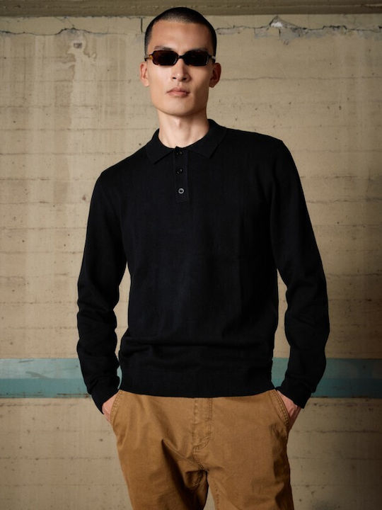 Long Sleeve Polo Shirt Black