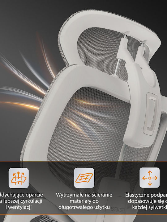 Nobu Office Chair with Fixed Arms Light Gray SENSE7