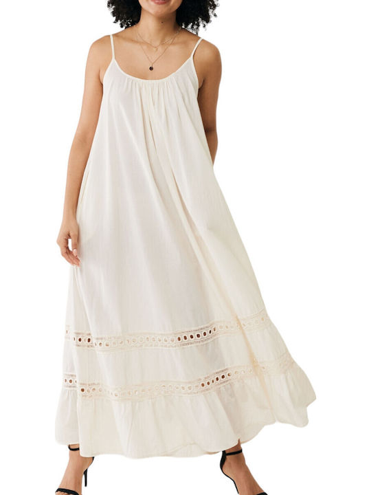 Καλοκαιρινό Maxi Φόρεμα με Βολάν Off White