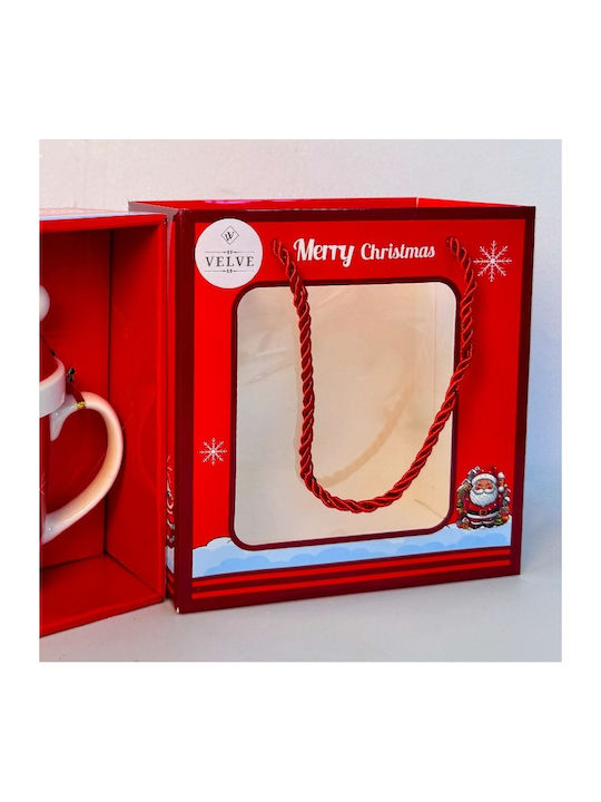 Velve Ornament de masă de Crăciun Cană Ceramic L17xW17cm.