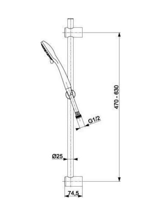 KFA Höhenverstellbare Duschsäule Ohne Batterie 63cm Silber