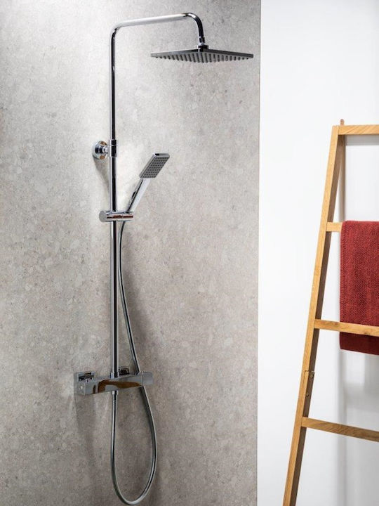 KFA Adjustable Shower Column with Bathtub Mixer 125cm Silver
