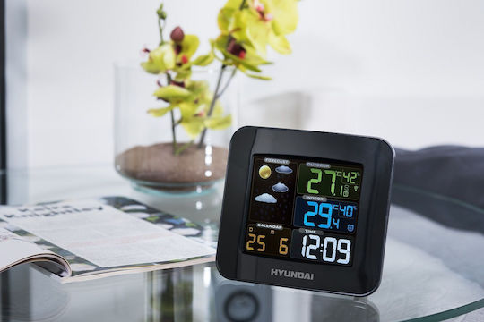 Hyundai Ws 8446 HY-WS8446 Drahtlos Wetterstation Digital Tischplatte Schwarz