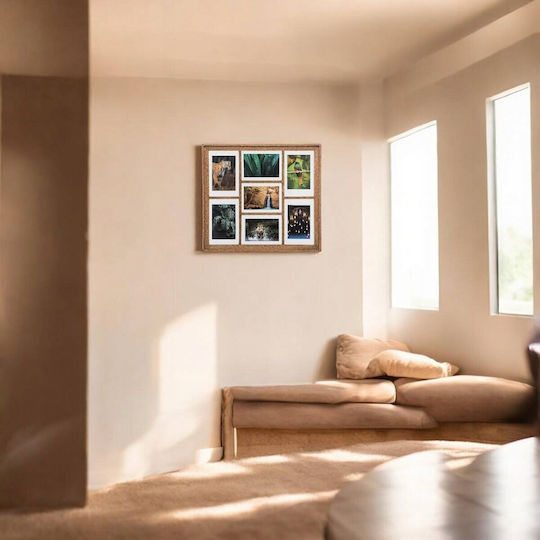 Eliott Multi Wall-mounted Picture Frame 7 Pieces Wooden with Brown Frame