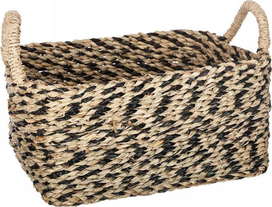 Atmosphera Set of Decorative Baskets Straw with Handles Black 3pcs