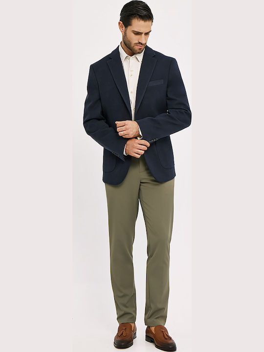 Men's Winter Suit Jacket Slim Fit Blue