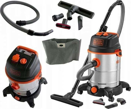 Black & Decker Σκούπα Υγρών / Στερεών 1600W με Ανοξείδωτο Κάδο 30lt