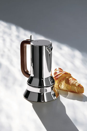 Alessi Cafetiere Pentru Plită 6 Căni Inox Maro