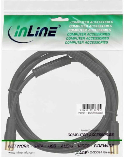 InLine Καλώδιο Κεραίας Coax male - Coax female Μαύρο 2m (69402P)