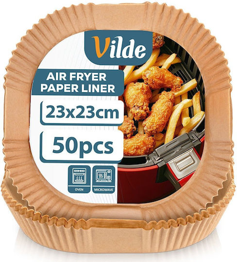 Vilde Non-Stick Baking Papers Air Fryer 23x23cm Square Set 50 Pieces
