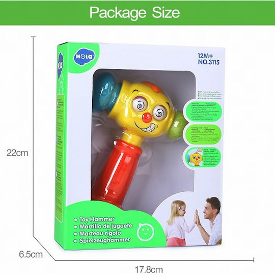 Hola Toys Hammer Toy with Light and Sounds for 12++ Months