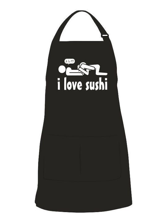Черен Кухненски Кърпа I Love Sushi