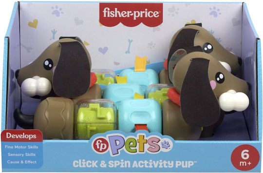 Fisher Price Animăluț Click and Spin Cățeluș Jucărie de Activitate Pentru Bebeluși 6+ Luni