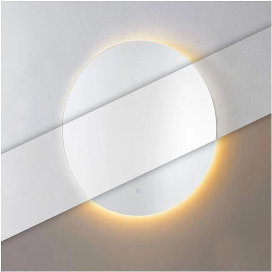 Modernhome Στρογγυλός Καθρέπτης Μπάνιου Led Αφής από Μέταλλο 80x80cm