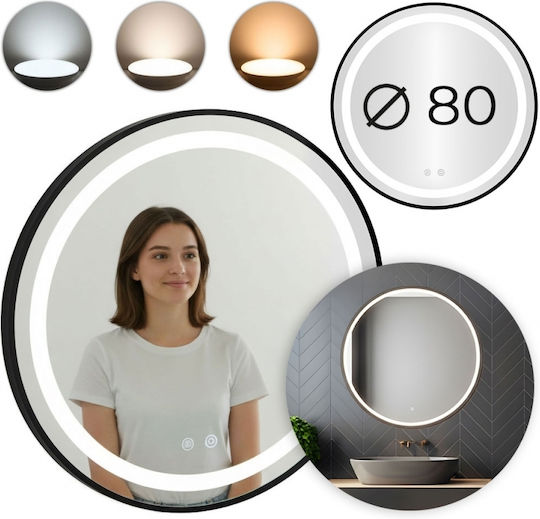 Modernhome Кръгло Банско Огледало LED Touch 80x80см