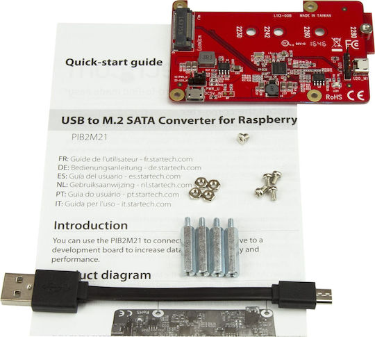 StarTech USB to M.2 SATA Converter for Raspberry Pi and Development Boards PIB2M21