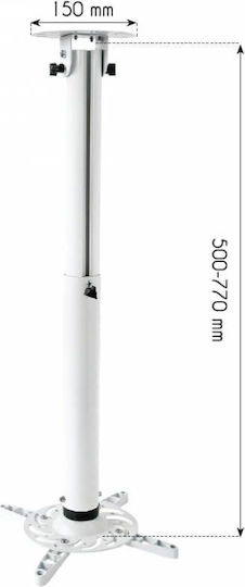 Techly Βάση Projector Οροφής ICA-PM-104MW με Μέγιστο Φορτίο 15kg Ασημί