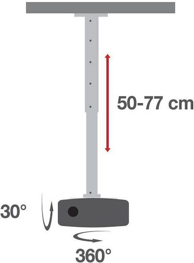 Techly Βάση Projector Οροφής ICA-PM-104MW με Μέγιστο Φορτίο 15kg Ασημί