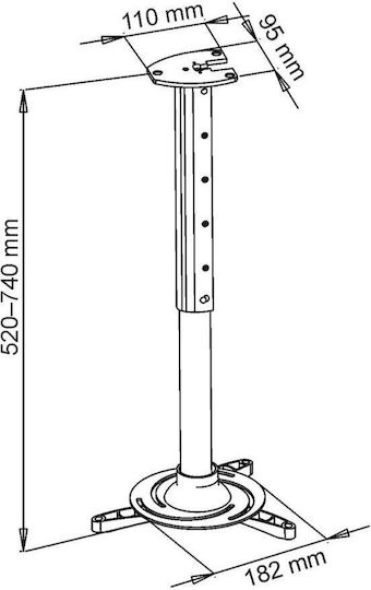 Art Βάση Projector Οροφής με Μέγιστο Φορτίο 15kg Γκρι