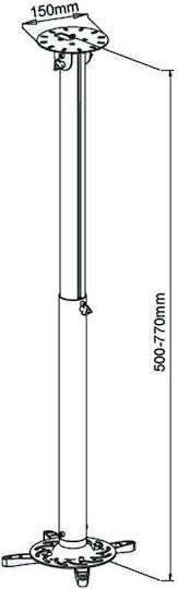 Techly Projector Mount Ceiling with Maximum Load Capacity of 15kg Silver