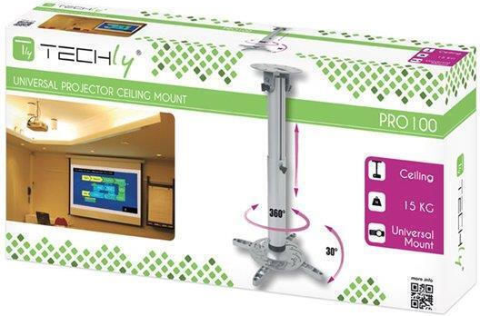 Techly Projector Mount Ceiling with Maximum Load Capacity of 15kg Silver