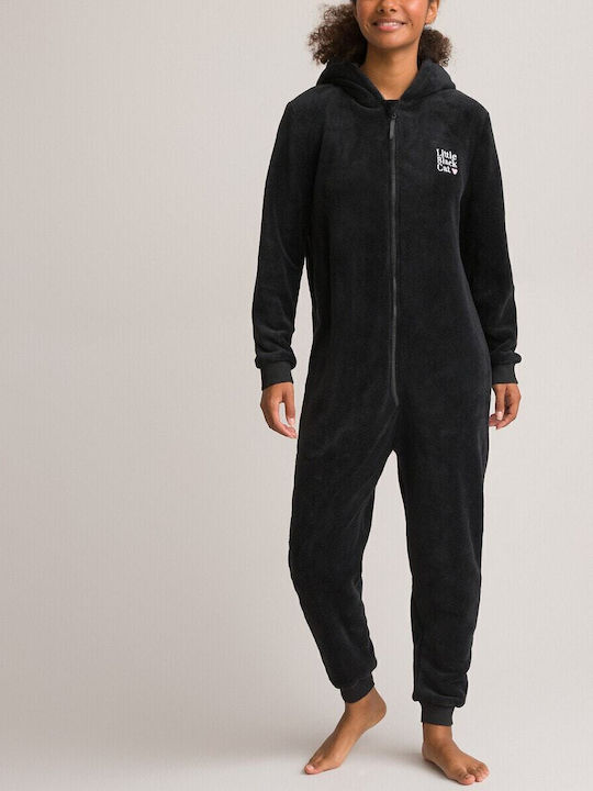 La Redoute Collections Παιδική Πιτζάμα Ολόσωμη Χειμωνιάτικη Μαύρη