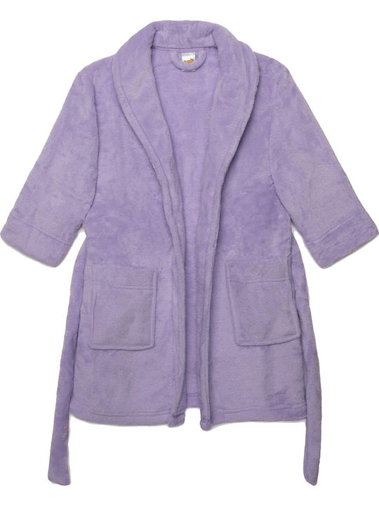 Minerva Kids' Robe Winter Fleece Lavender Fleece Minerva Kids' Robe Winter Fleece Lavender Fleece