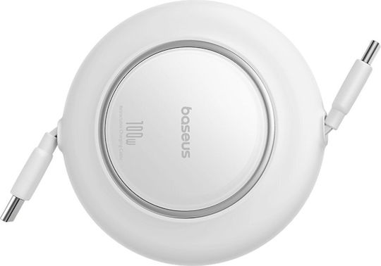 Baseus Mini Extensibil USB 2.0 Cablu USB-C bărbătesc - USB-C 100W Alb 2m