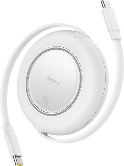 Baseus Mini Extensibil USB 2.0 Cablu USB-C bărbătesc - USB-C 100W Alb 2m