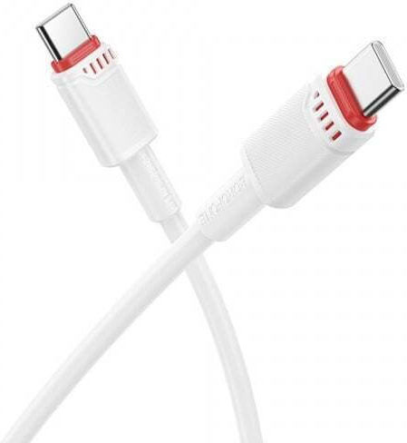 Borofone USB 2.0 Cable USB-C male - USB-C 60W Λευκό 1m tt101625