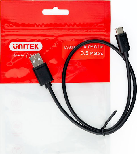 Unitek Y-C481 USB 2.0 Cable USB-C male - USB-A 27W Black 0.5m (Y-C481BK)