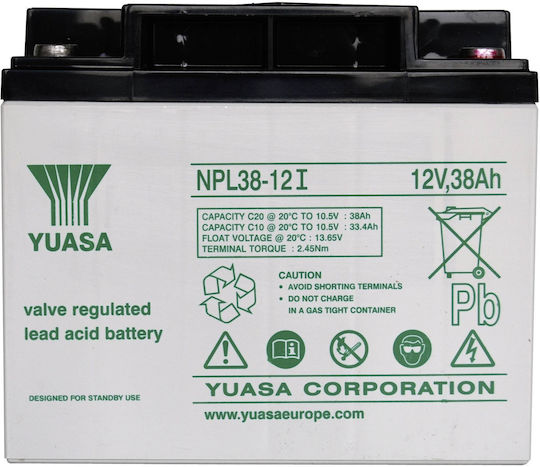 Yuasa Μπαταρία UPS με Χωρητικότητα 38Ah και Τάση 12V NP38-12 1τμχ