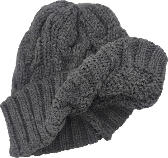 Beanie Unisex Beanie with Knit in Gray color
