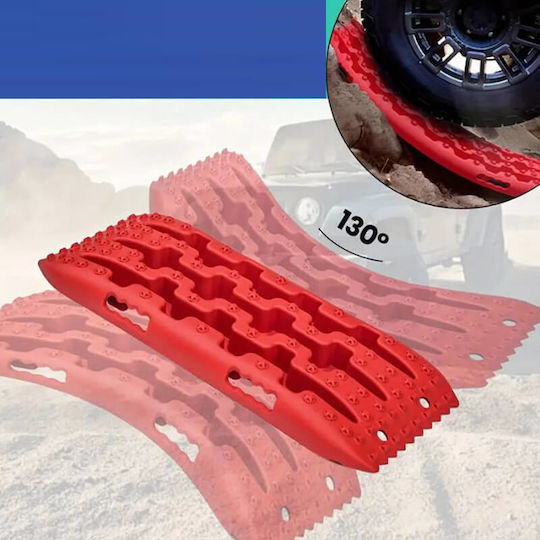 Anti-skid Traction Aid Pads Red Plastic 58x33cm 2 Pieces