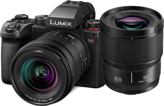 Panasonic Lumix S5M2 Mirrorless Φωτογραφική Μηχανή Kit (Lumix S 20-60mm F/3.5-5.6 + S 50mm F/1.8) Μαύρη