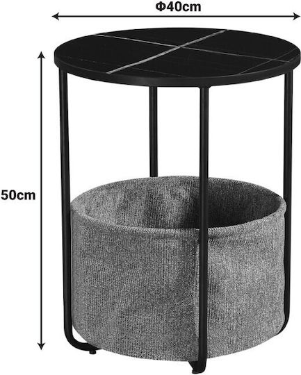 Кръгла Помощна маса Дървена Black Marble Ш40xД40xВ50см.