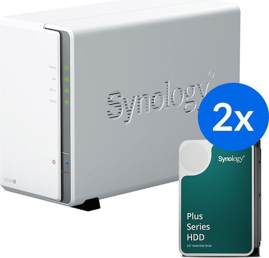 Synology DiskStation DS223J-12T NAS Tower 12TB HDD/SSD