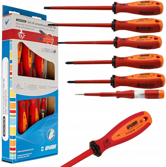 Unior 603CS6TVDETBI Set 6 Electrician VDE 250V Screwdrivers