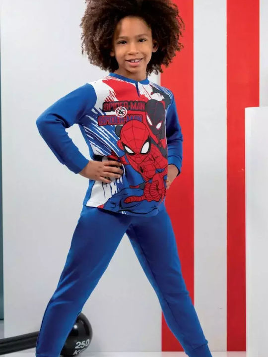 Sabor Детска пижама Зимна Памучна Син Marvel Spiderman