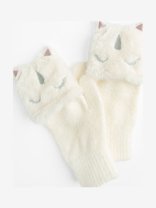 Kids Gloves Fingerless White