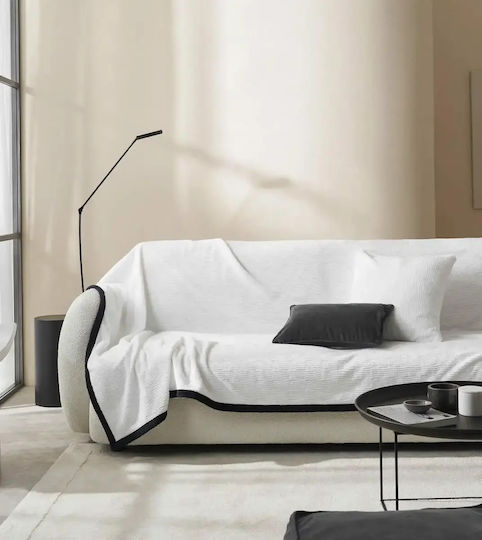 Gofis Home Three-Seater Sofa Throw 2 Sides Jacquard 109x300cm Polar White 109/16