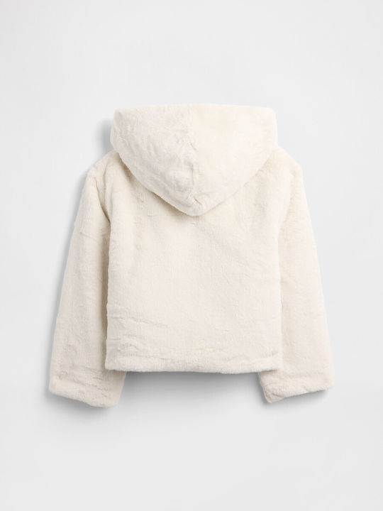 Kids' Fur Long with Hood Ivory Cream Frost