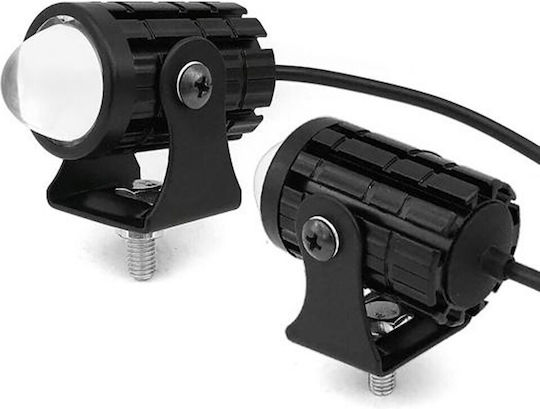 Set Mini Waterproof Motorcycle Projector Lights 12v-24v Ip65 2 Lighting Shades Cool White Yellow On On Off Switch Lh-0182 Black