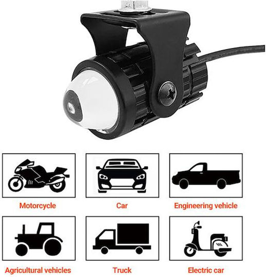 Set Mini Waterproof Motorcycle Projector Lights 12v-24v Ip65 2 Lighting Shades Cool White Yellow On On Off Switch Lh-0182 Black