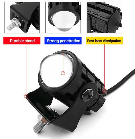 Set Mini Waterproof Motorcycle Projector Lights 12v-24v Ip65 2 Lighting Shades Cool White Yellow On On Off Switch Lh-0182 Black