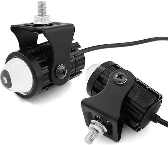 Set Mini Waterproof Motorcycle Projector Lights 12v-24v Ip65 2 Lighting Shades Cool White Yellow On On Off Switch Lh-0182 Black